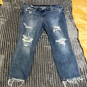 Judy Blue Distressed Boyfriend Jeans Blue